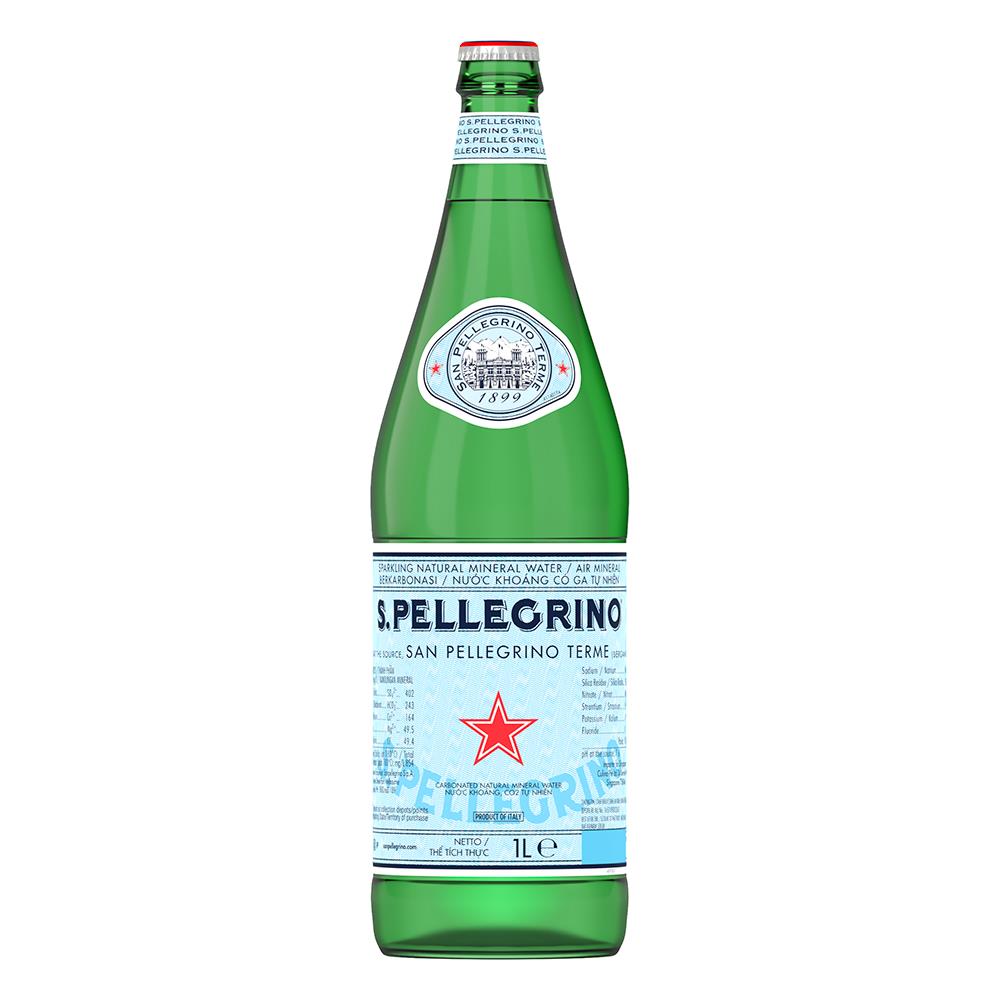 San Pellegrino Sparkling Mineral Water | 1L Glass Bottle, 12 Pack