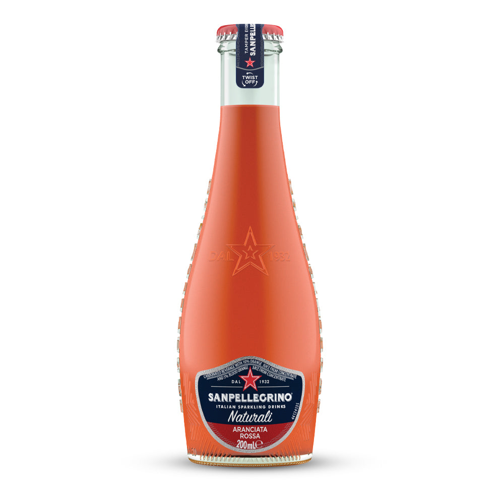 San Pellegrino Aranciata Rossa Naturali | Sparkling Blood Orange Drink | 200ml Glass Bottle, 24 Pack