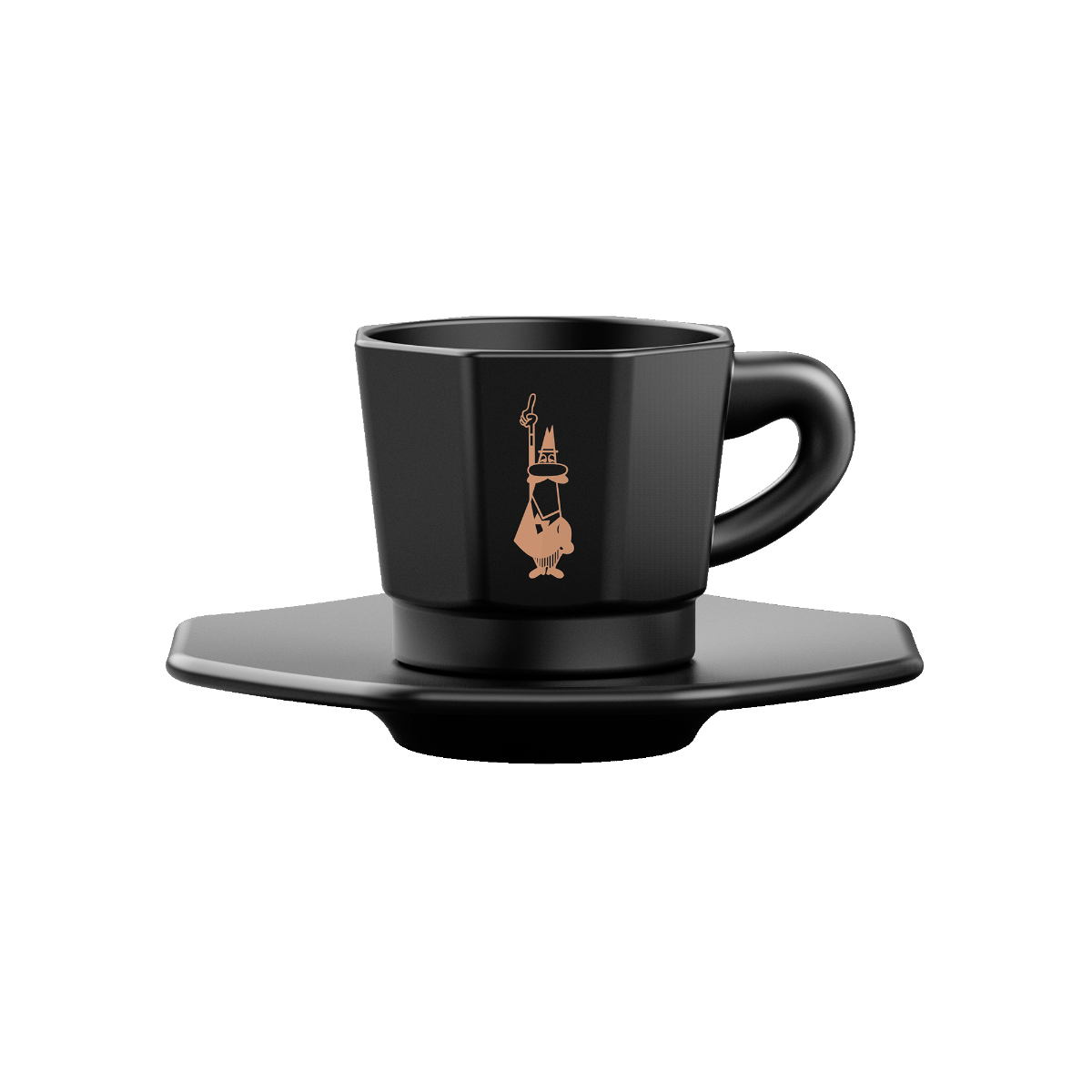Bialetti Eight Faces Porcelain Cups | Black & Rose Gold or White | 4-Pack