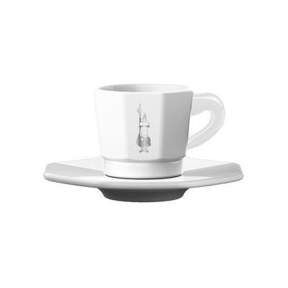 Bialetti Eight Faces Porcelain Cups | Black & Rose Gold or White | 4-Pack