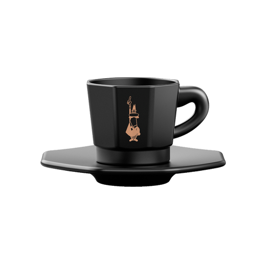 Bialetti Eight Faces Porcelain Cups | Black & Rose Gold or White | 4-Pack
